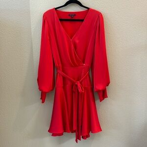 Skies Are Blue long sleeve red holiday wrap style dress size Large
